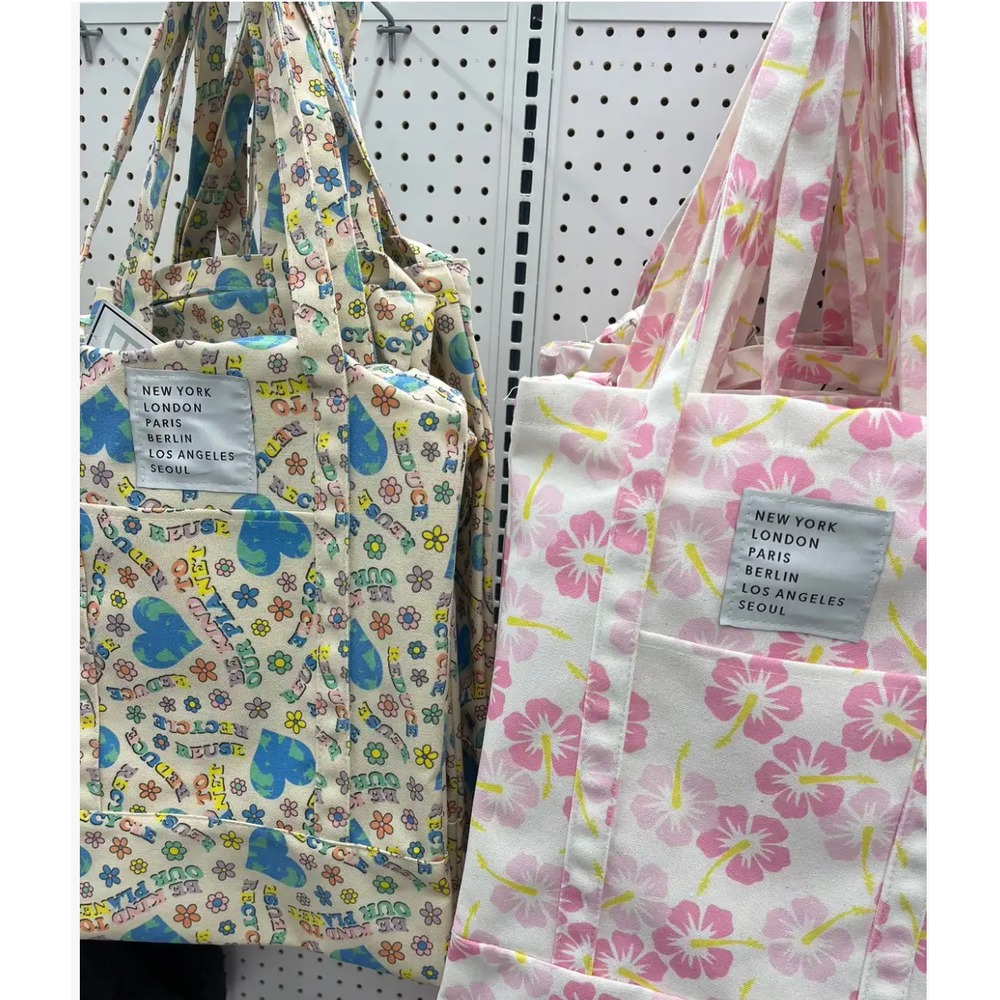 Pink‎ Tote Bag Adjustable Straps Handles Travel Beach Bag New York Pockets